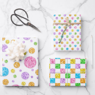 Pastel Glittery  Wrapping Paper Sheets
