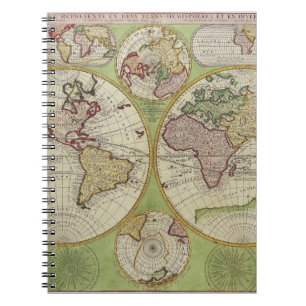 Pastel Globe Hemispheres Map Notebook