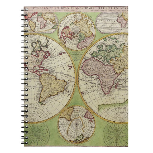 Pastel Globe Hemispheres Map Notebook (Front)