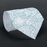 Pastel glue-grey and white pattern tie<br><div class="desc">The white vintage floral paisley pattern over blue-grey is an elegant tie design. Perfect for a lunch or dinner date.</div>