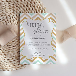 Pastel Gold and Green Zig Zag Virtual Invitation