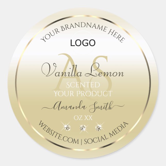 Pastel Gold Cream Product Labels Logo and Initials (Front)