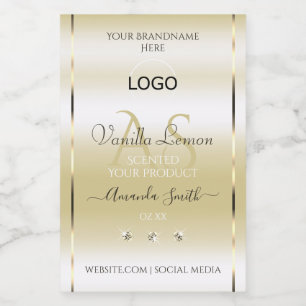 Pastel Gold Cream Product Labels Logo and Initials