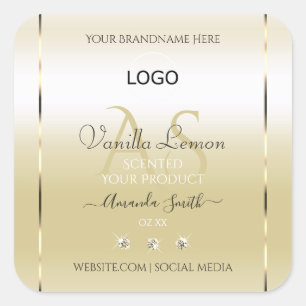 Pastel Gold Cream Product Labels Logo and Initials