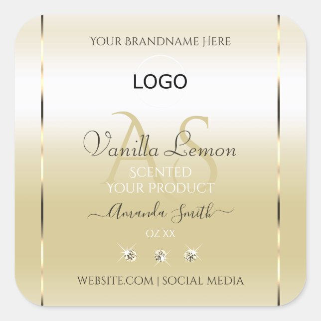 Pastel Gold Cream Product Labels Logo and Initials (Front)
