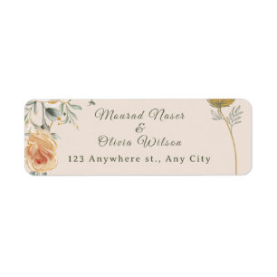 Pastel & Gold Floral Wedding Invitation Return Address Label