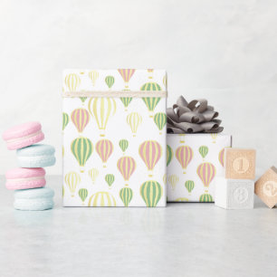 Pastel Gold Hot Air Balloon Cute Wrapping Paper