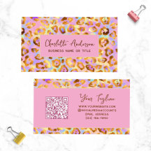 Pastel Gold Leopard QR Code Chic Business