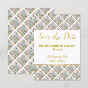 PASTEL GOLD MARBLE DESIGN SAVE THE DATE RSVP CARD