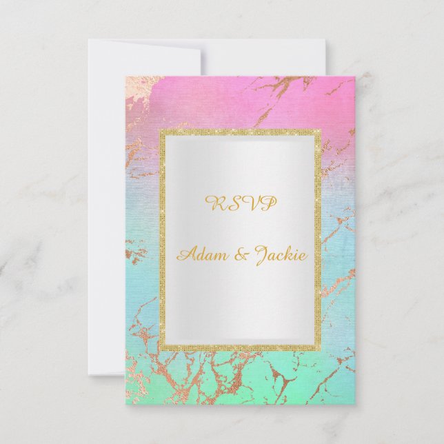 Pastel gold marble ELEGANT CLASSY rsvp Invitation (Front)