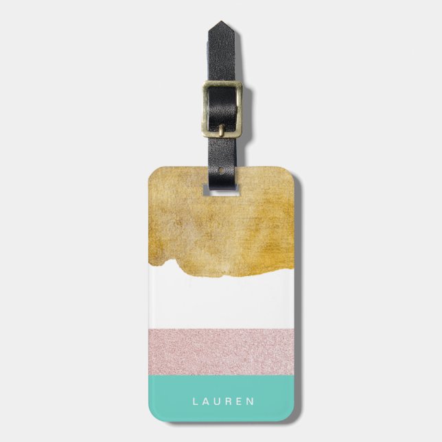 pastel gold Monogram Luggage Tag (Front Vertical)