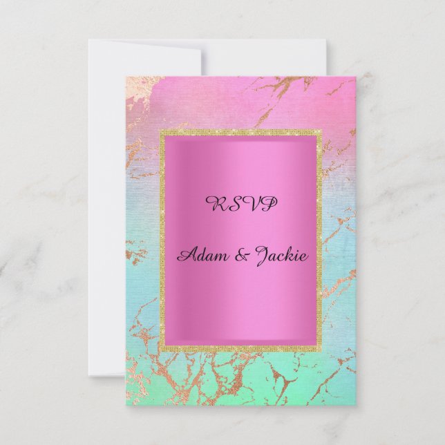 Pastel gold pink marble ELEGANT CLASSY rsvp Invitation (Front)