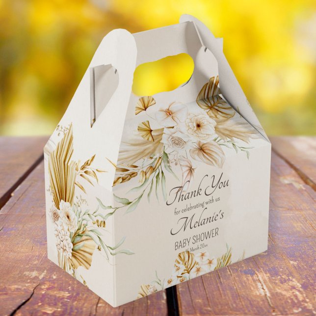 Pastel golden brown boho dried flowers baby  favour box (Creator Uploaded)