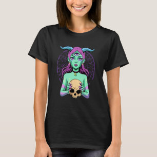 Pastel Goth 3 Eyed Horned Maiden Skull Aesthetic G T-Shirt