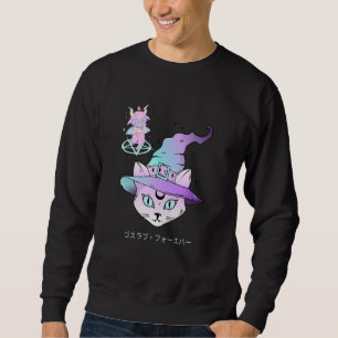 Pastel Goth Aesthetic Cute Creepy Witch Cat And Go Sweatshirt