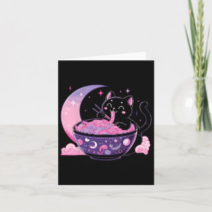 Pastel Goth Aesthetic Kawaii Cat Eating Ramen Nood Card