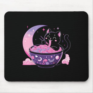 Pastel Goth Aesthetic Kawaii Cat Eating Ramen Nood Mouse Pad