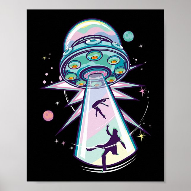 Pastel Goth Alien Abduction Aesthetic Spaceship Nu Poster (Front)