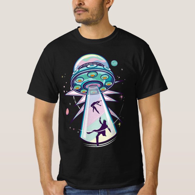Pastel Goth Alien Abduction Aesthetic Spaceship Nu T-Shirt (Front)