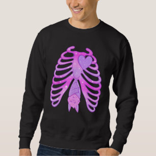 Pastel Goth Bat Skeleton Ribcage Witchy Aesthetic Sweatshirt