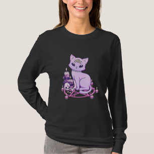 Pastel Goth Cat Creepy Wicca Cat Vamporwave Aesthe T-Shirt
