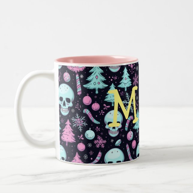 Pastel Goth Christmas Two-Tone Coffee Mug (Left)
