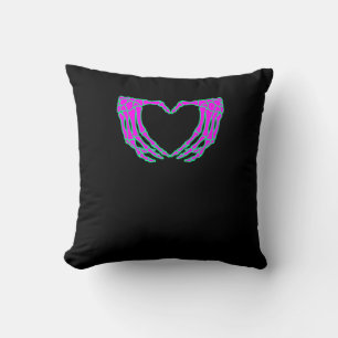 Pastel Goth Clothing, Skeleton Heart Hands  Cushion