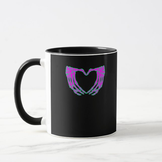 Pastel Goth Clothing, Skeleton Heart Hands  Mug (Left)