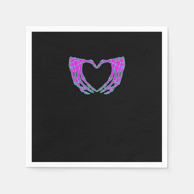 Pastel Goth Clothing, Skeleton Heart Hands  Napkin (Front)