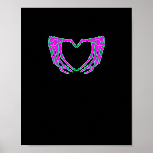 Pastel Goth Clothing, Skeleton Heart Hands  Poster (Front)