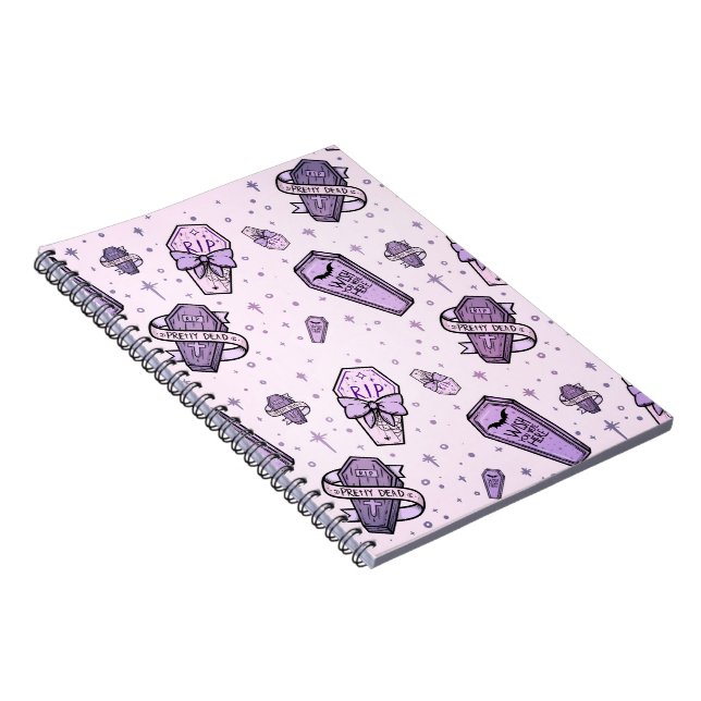 Pastel Goth Coffins Pattern Notebook (Right Side)