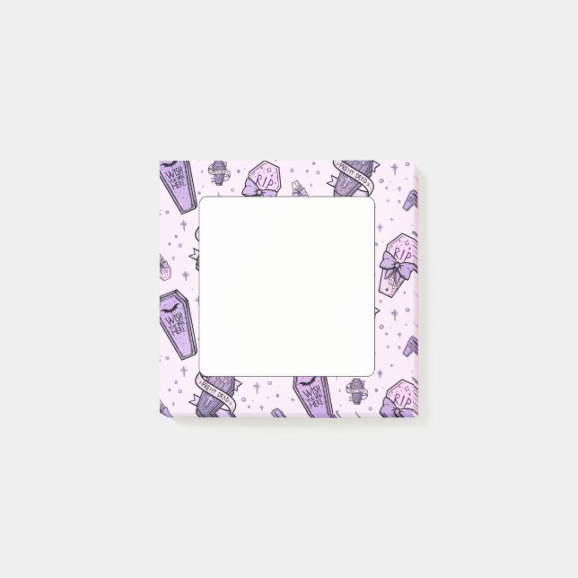 Pastel Goth Coffins Pattern Post-it Notes (Front)