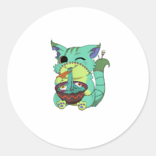 Pastel Goth Creepy Anime Ramen Cat Halloween T-Shi Classic Round Sticker