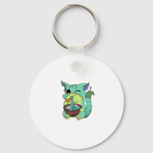 Pastel Goth Creepy Anime Ramen Cat Halloween T-Shi Key Ring