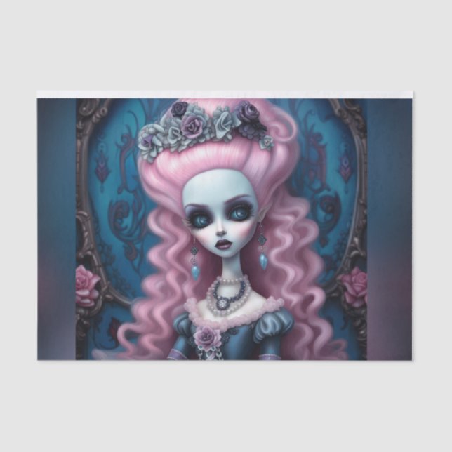 Pastel Goth Creepy Marie Antionette Decoupage Tissue Paper (Front)