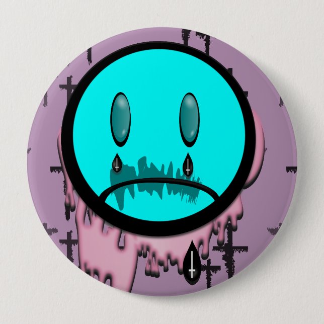Pastel Goth Crying Emoji Pin (Front)