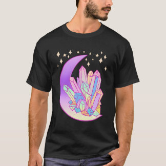 Pastel Goth Crystal Cluster Glowing Moon Kawaii Wi T-Shirt