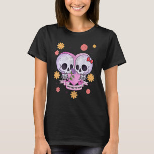 Pastel Goth Cute Creepy Skull Skeleton Love you to T-Shirt