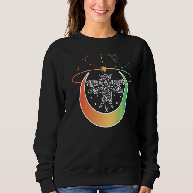 Pastel Goth Dragonfly Crescent Moon Constellation  Sweatshirt (Front)