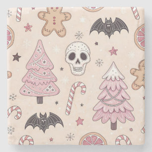 Pastel goth emo Christmas Stone Coaster