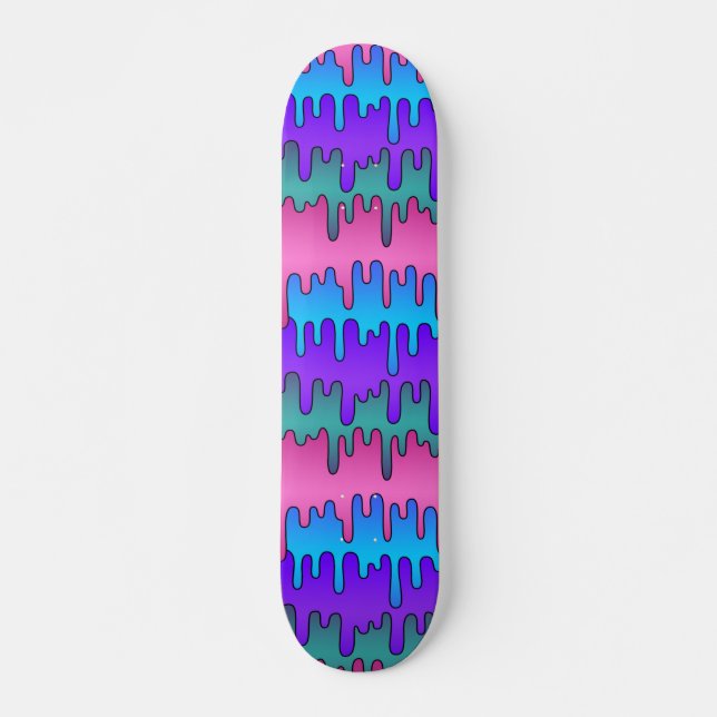 Pastel Goth Emo Scene Drippy Pattern Skateboard (Front)