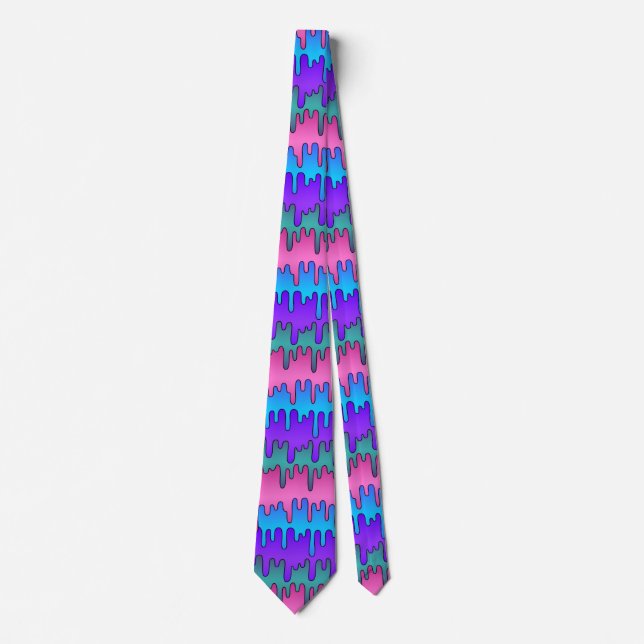 Pastel Goth Emo Scene Drippy Pattern Tie (Front)