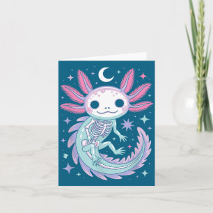 Pastel goth girl kawaii cute skeleton axolotl card