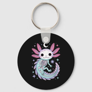 Pastel goth girl kawaii cute skeleton axolotl key ring