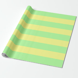 Pastel Goth Green and Yellow Awning Stripes Wrapping Paper