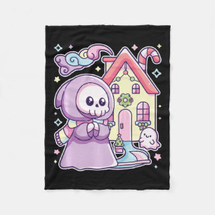 Pastel Goth Grim Reaper Xmas Halloween Easy Costum Fleece Blanket