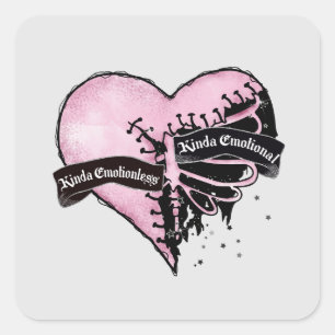 Pastel Goth Heart   Emotional and Emotionless Square Sticker