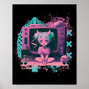 Pastel Goth Kawaii Creepy Cute Menhera Sad Anime D Poster