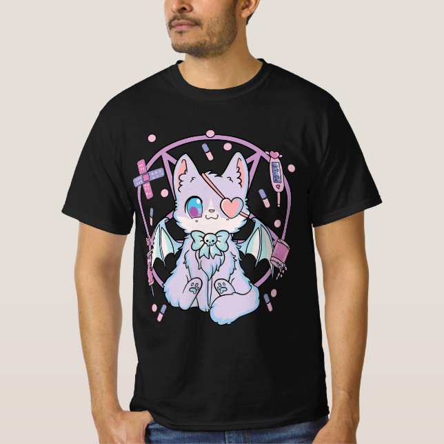 Pastel Goth Kawaii Yami Cat  T-Shirt (Front)
