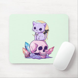 Pastel Goth Kitten & Skull Mouse Pad